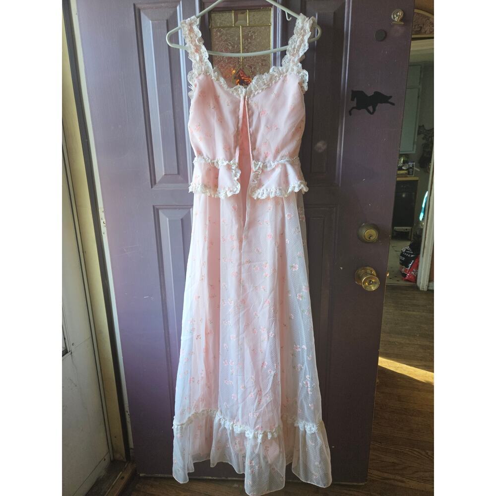 Vintage Lorrie Deb Dress Union Made USA Womens Size 5/6 Lace Cottagecore Floral - Picture 3 of 7